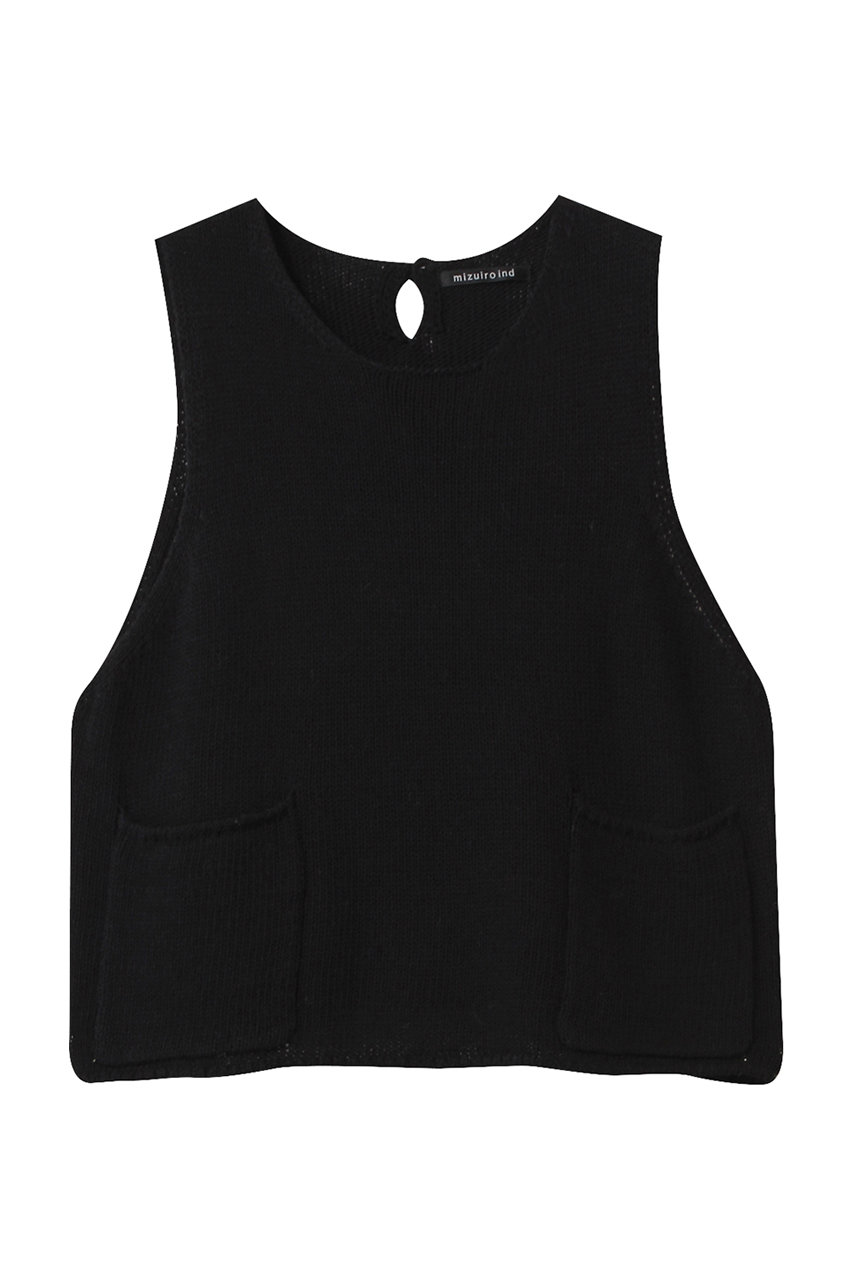 ミズイロインド/mizuiro indのtape yarn short vest ベスト(black/1-220049)