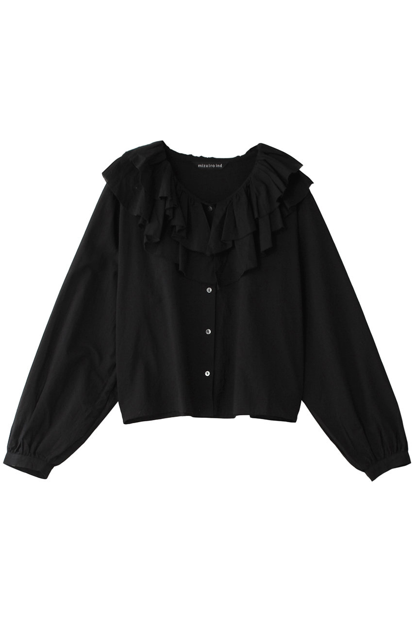 ミズイロインド/mizuiro indのdouble frill collars shirt シャツ(black/1-230106)