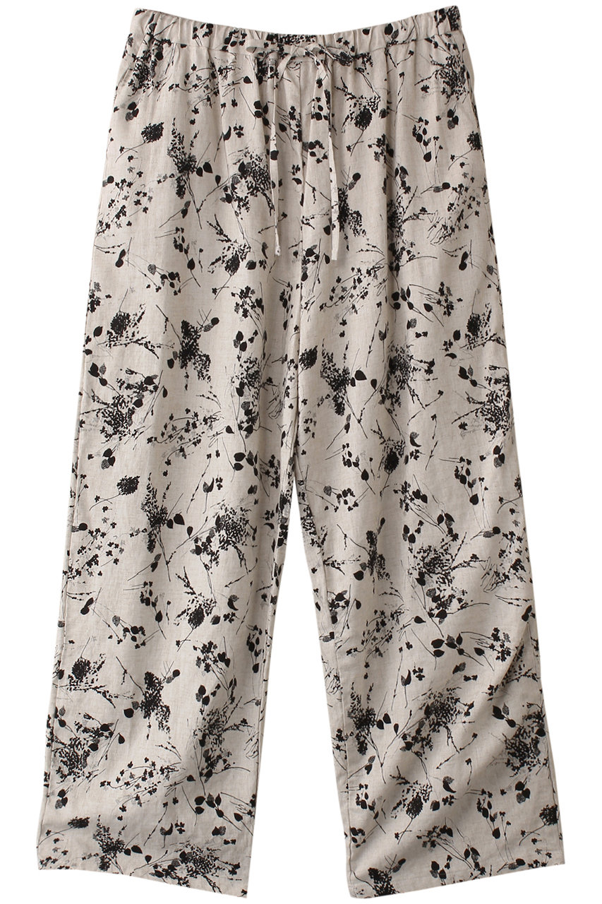 ミズイロインド/mizuiro indのrayon linen print easy PT パンツ(black/1-260079)