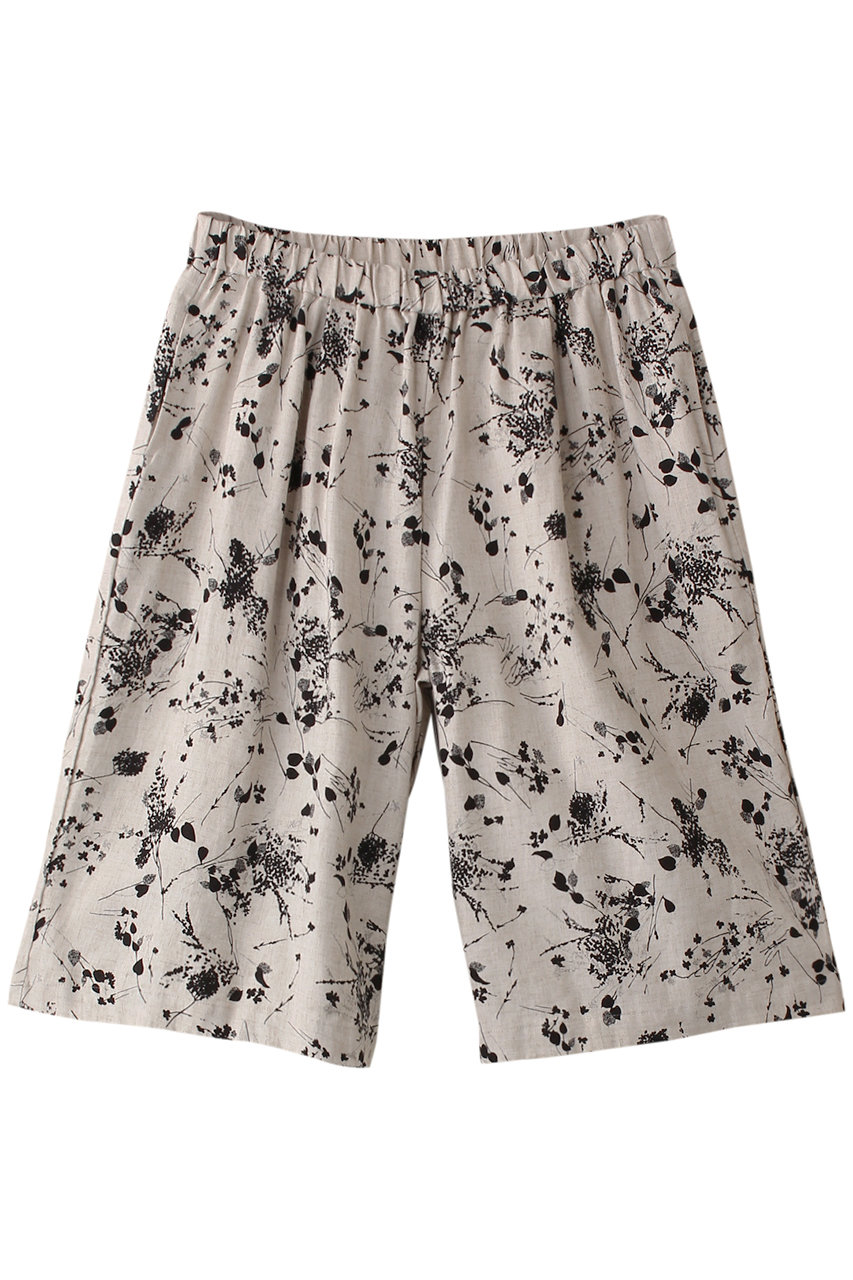 ミズイロインド/mizuiro indのrayon linen print short PT パンツ(black/1-260080)