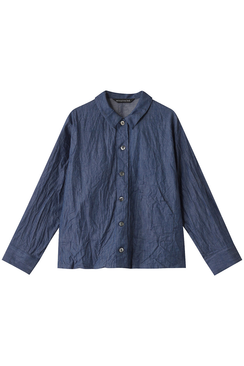 ミズイロインド/mizuiro indのdenim compact shirt シャツ(blue/1-230121)