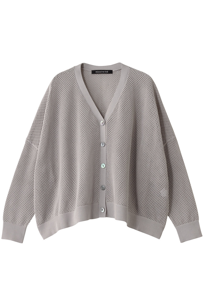 ミズイロインド/mizuiro indのsheer patterned V neck C/D カーディガン(l.gray/1-220053)