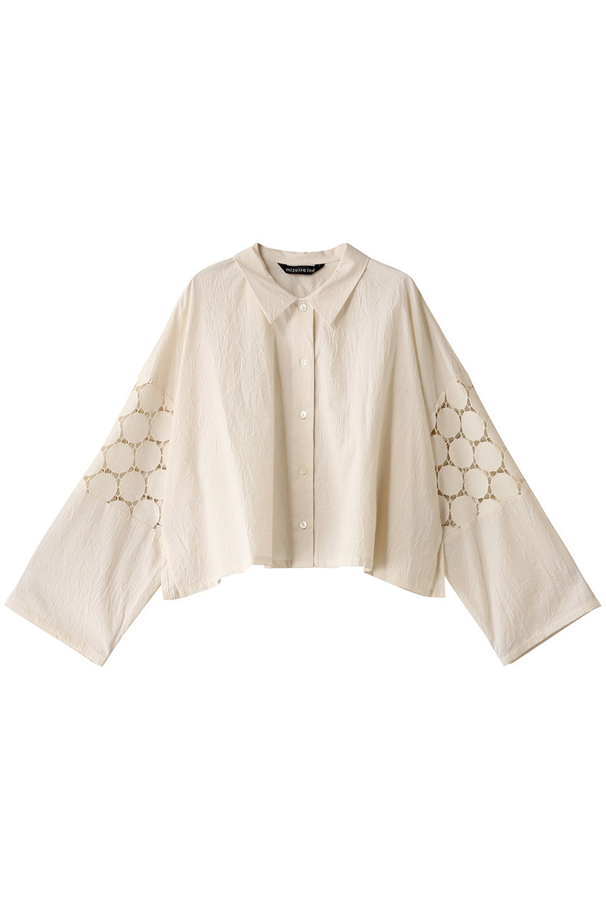 ミズイロインド/mizuiro indのlace mix box shirt シャツ(ivory/1-230102)