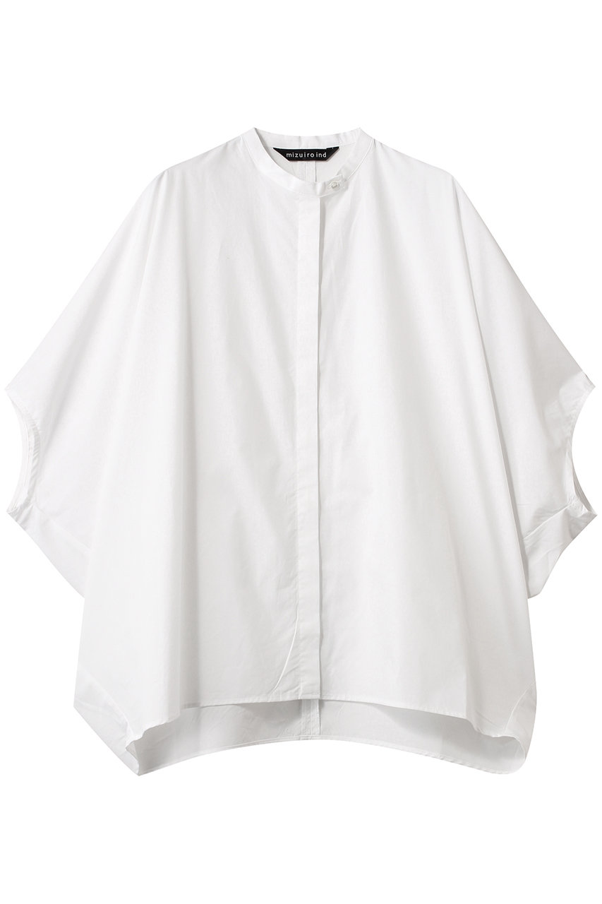 ミズイロインド/mizuiro indのstand collar cocoon shirt シャツ(off white/1-230089)