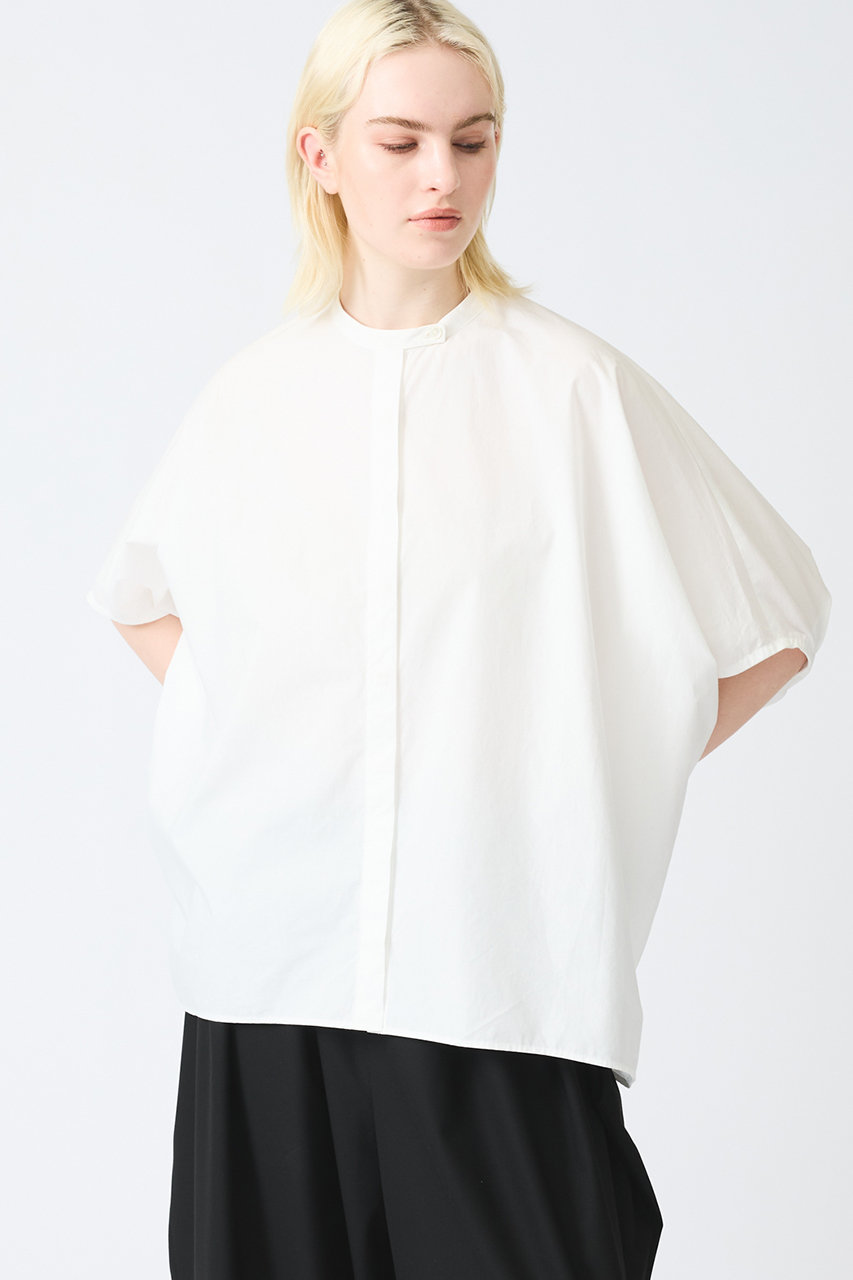 mizuiro ind(ミズイロインド)｜stand collar cocoon shirt