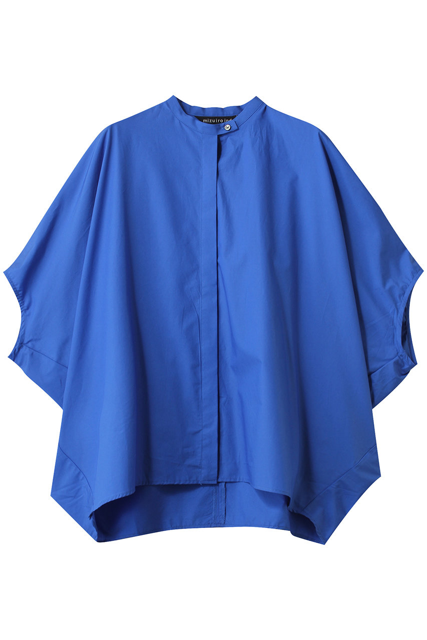 ミズイロインド/mizuiro indのstand collar cocoon shirt シャツ(blue/1-230089)