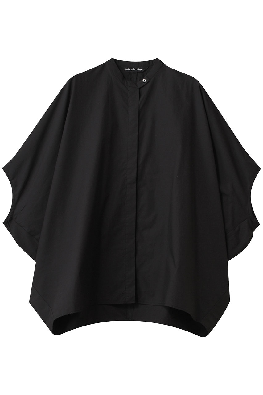 ミズイロインド/mizuiro indのstand collar cocoon shirt シャツ(black/1-230089)