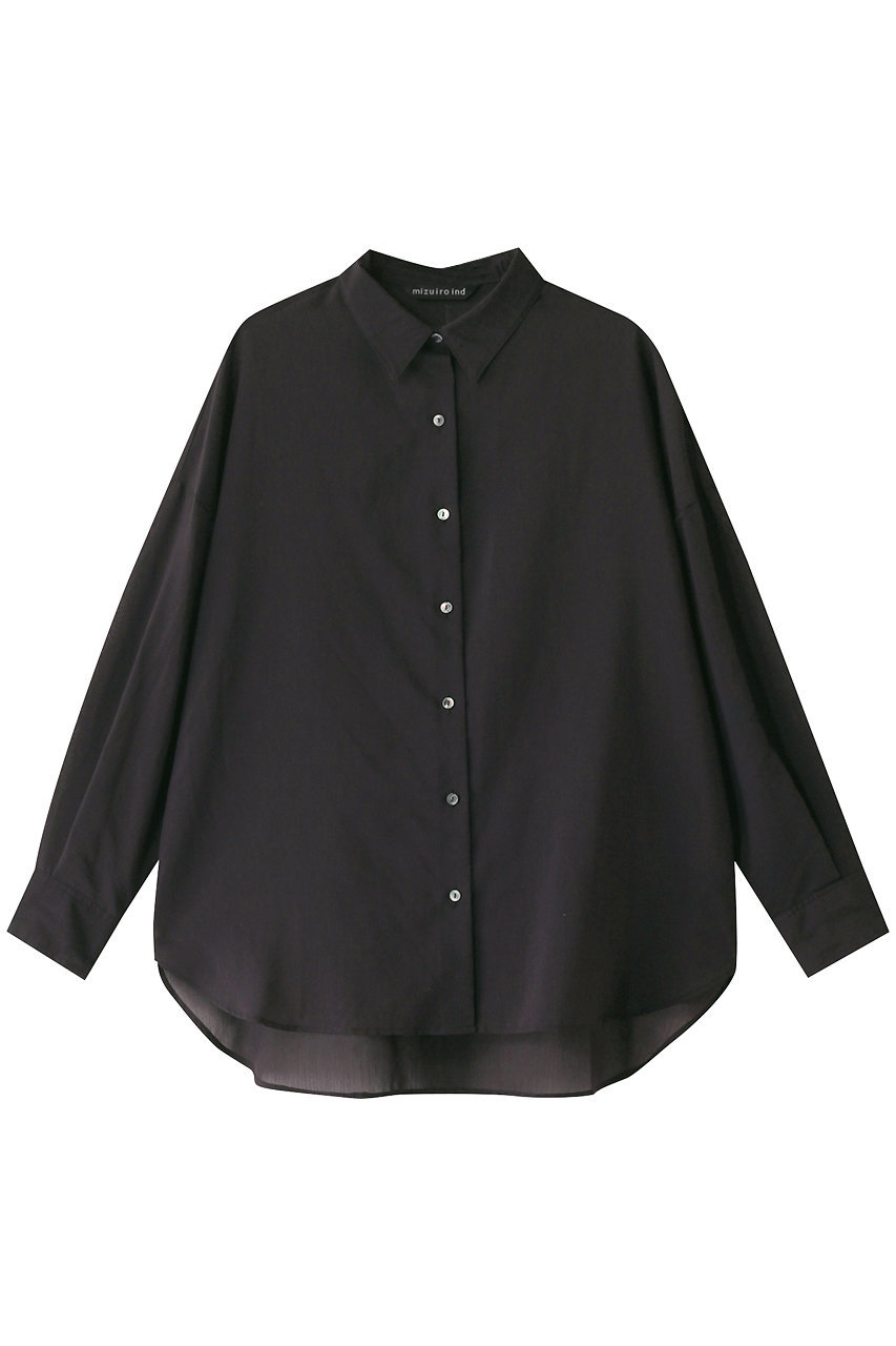 ミズイロインド/mizuiro indのsheer wide shirt シャツ(black/1-230125)