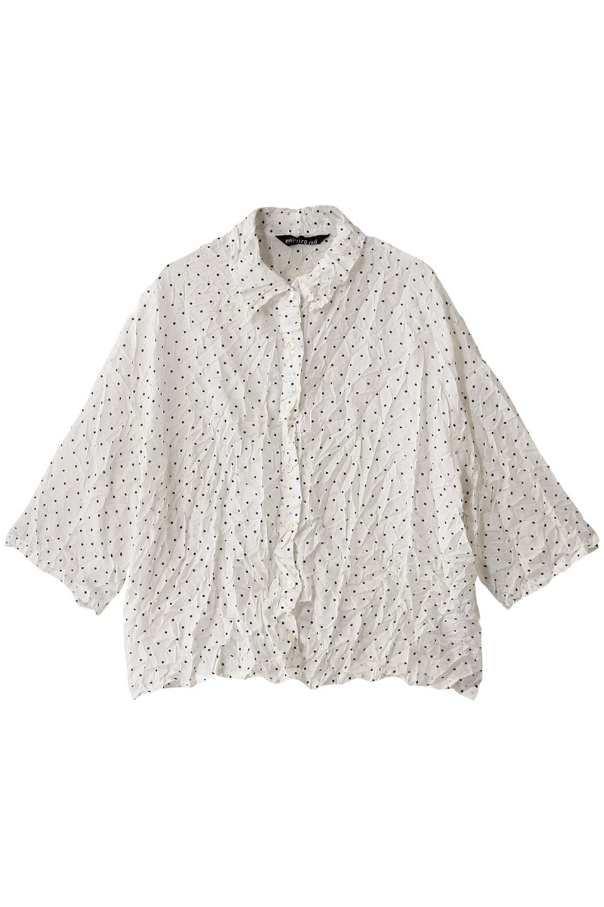 ミズイロインド/mizuiro indのdots print catch washer shirt シャツ(off white/1-230104)