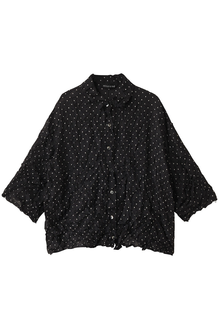 ミズイロインド/mizuiro indのdots print catch washer shirt シャツ(black/1-230104)