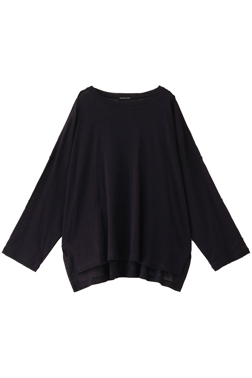 mizuiro ind mesh long slv wide T Tシャツ (navy, F) ミズイロインド ELLE SHOP mizuiro ind mesh long slv wide T Tシャツ (navy, F) ミズイロインド ELLE SHOP
