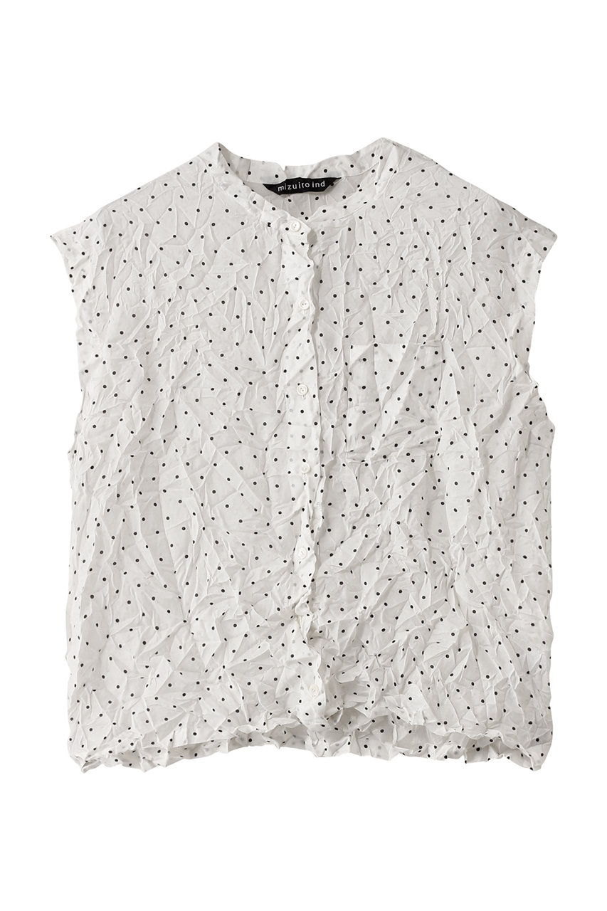 ミズイロインド/mizuiro indのdots print catch washer N/S shirt シャツ(off white/1-230105)