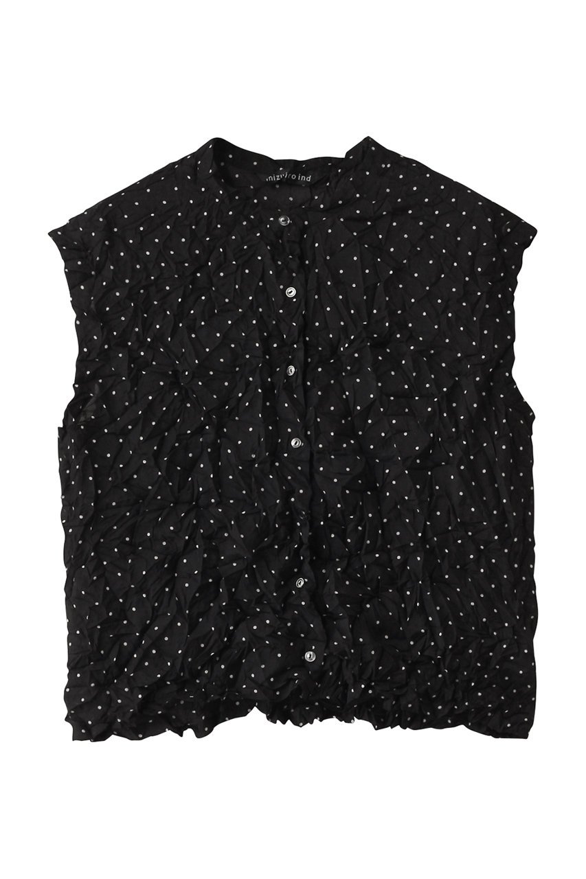 mizuiro ind dots print catch washer N/S shirt シャツ (black, F) ミズイロインド ELLE SHOP mizuiro ind dots print catch washer N/S shirt シャツ (black, F) ミズイロインド ELLE SHOP