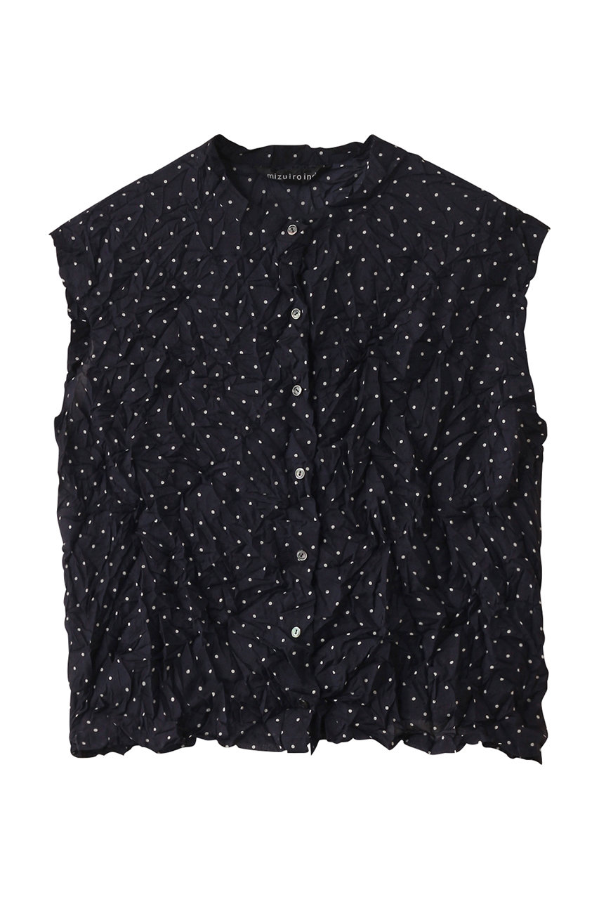 ミズイロインド/mizuiro indのdots print catch washer N/S shirt シャツ(navy/1-230105)