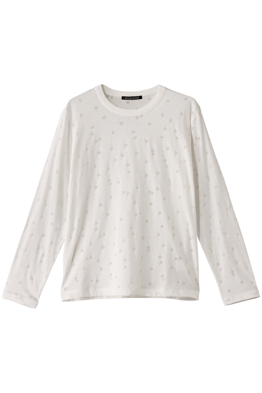 mizuiro ind burn out dots print long T Tシャツ (off white, F) ミズイロインド ELLE SHOP mizuiro ind burn out dots print long T Tシャツ (off white, F) ミズイロインド ELLE SHOP