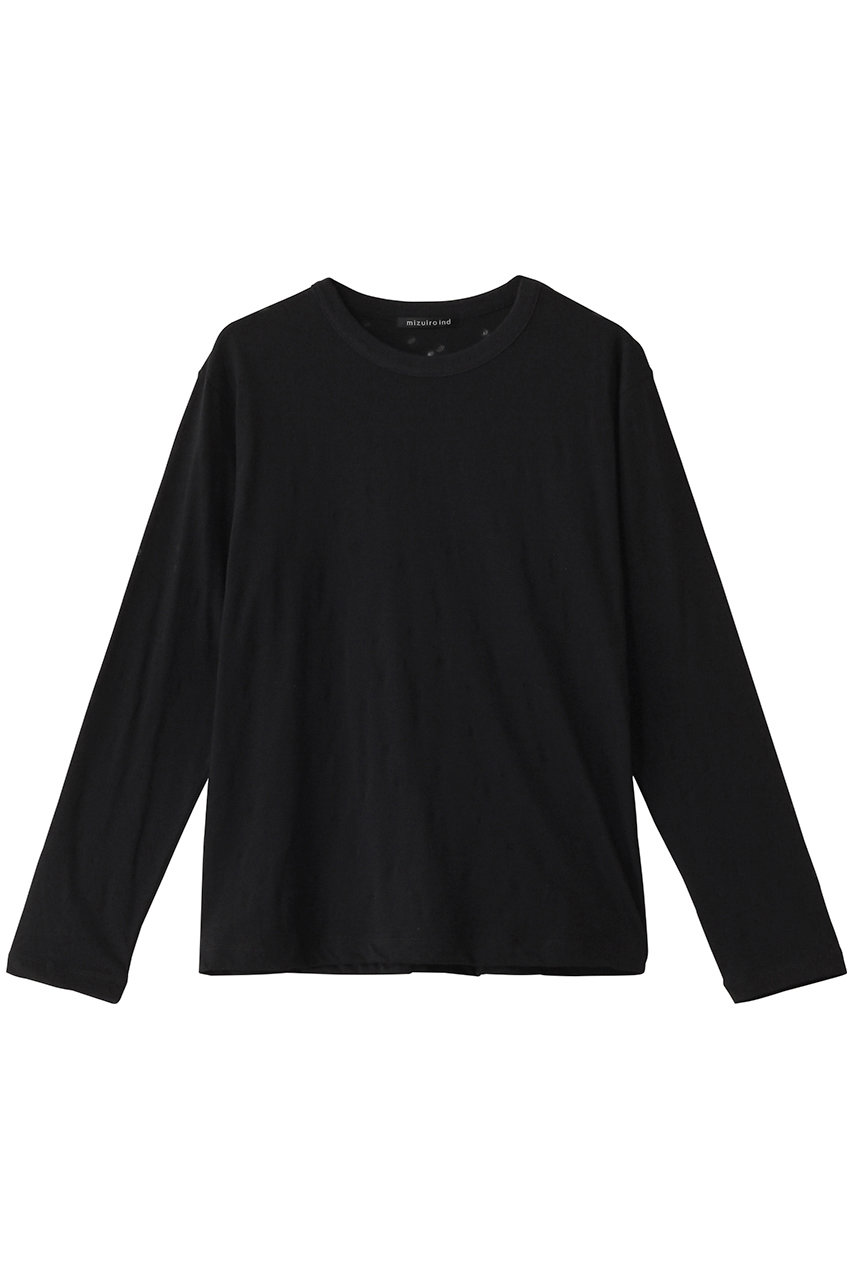 mizuiro ind burn out dots print long T Tシャツ (black, F) ミズイロインド ELLE SHOP mizuiro ind burn out dots print long T Tシャツ (black, F) ミズイロインド ELLE SHOP