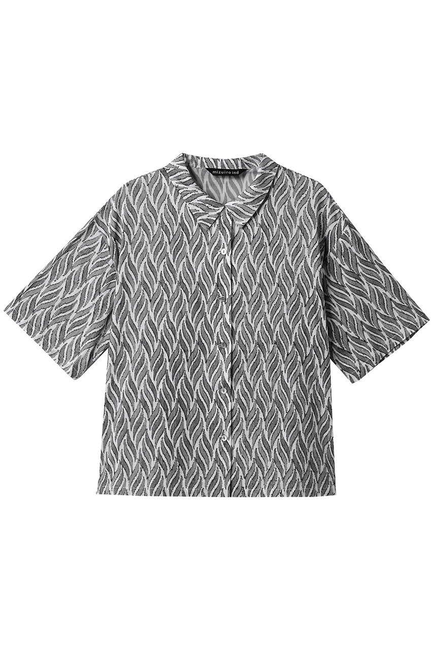 mizuiro ind cut jacquard half slv shirt シャツ (96, F) ミズイロインド ELLE SHOP mizuiro ind cut jacquard half slv shirt シャツ (96, F) ミズイロインド ELLE SHOP