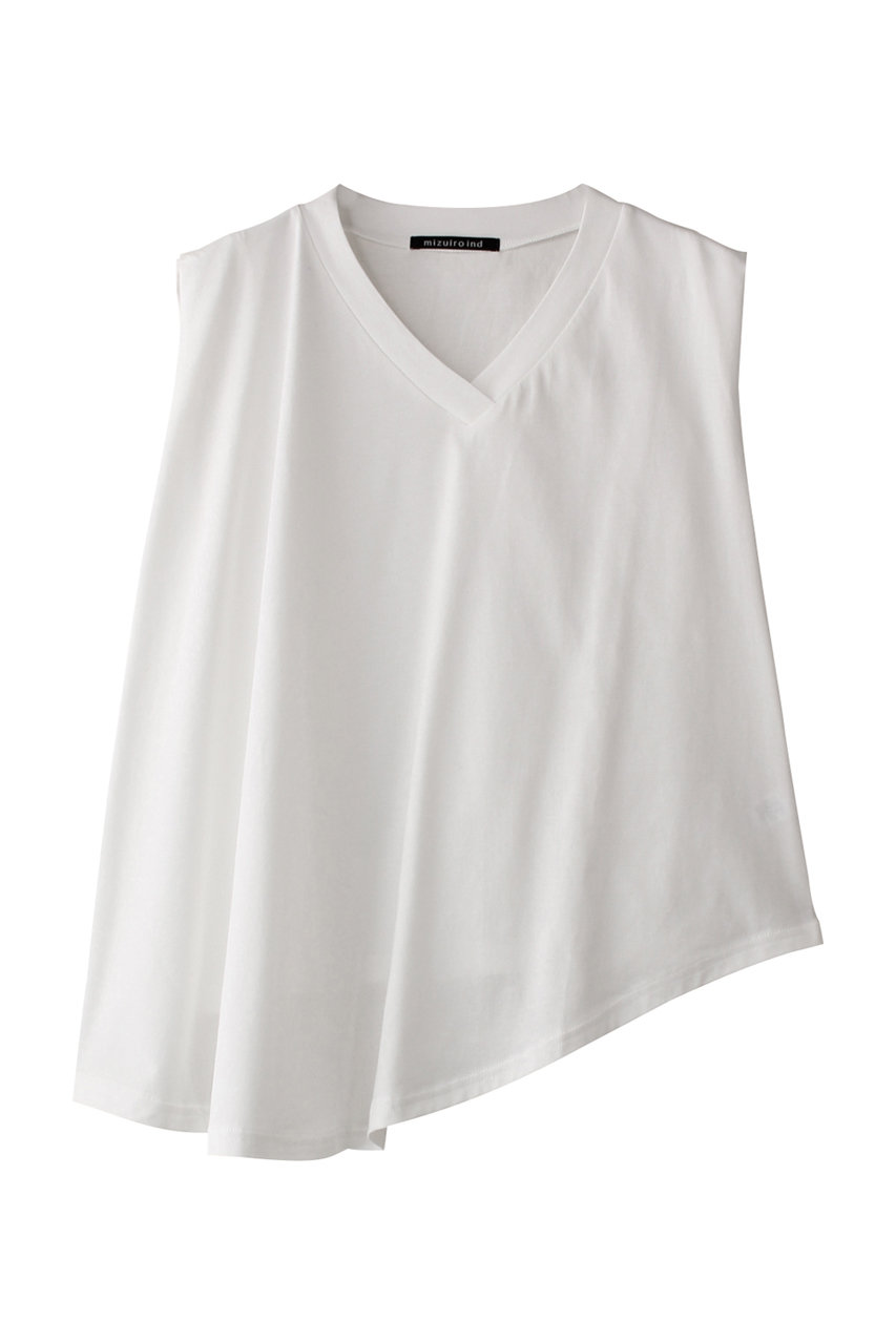 mizuiro ind V neck asymmetry N/S P/O プルオーバー (off white, F) ミズイロインド ELLE SHOP