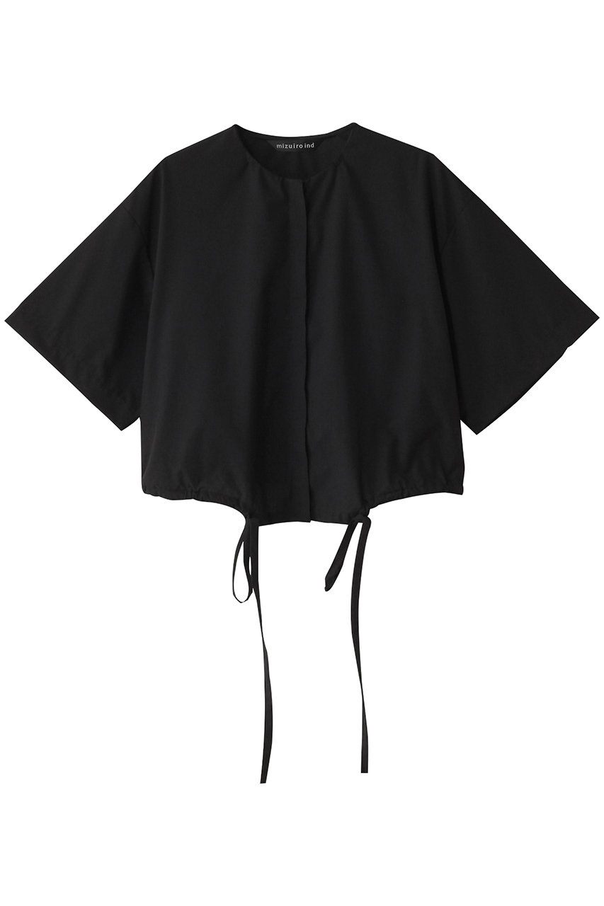 mizuiro ind drawstring shirt シャツ (black, F) ミズイロインド ELLE SHOP mizuiro ind drawstring shirt シャツ (black, F) ミズイロインド ELLE SHOP