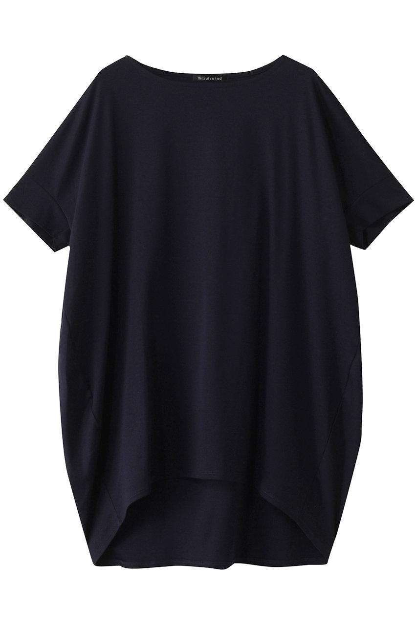 mizuiro ind boat neck cocoon P/O プルオーバー (navy, F) ミズイロインド ELLE SHOP mizuiro ind boat neck cocoon P/O プルオーバー (navy, F) ミズイロインド ELLE SHOP