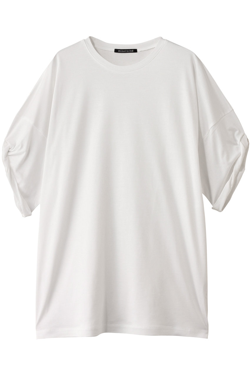 mizuiro ind roll up slv wide T Tシャツ (off white, F) ミズイロインド ELLE SHOP mizuiro ind roll up slv wide T Tシャツ (off white, F) ミズイロインド ELLE SHOP