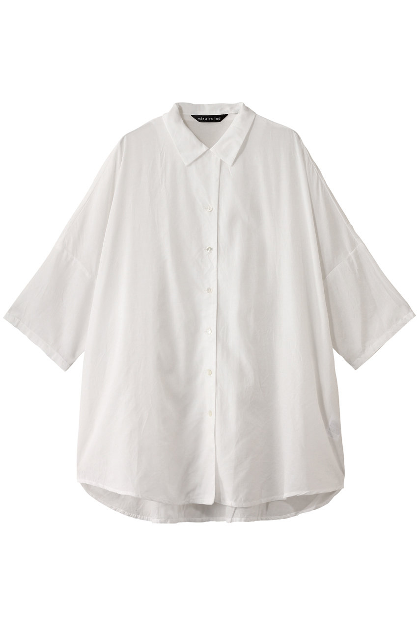 mizuiro ind half slv wide tunic shirt シャツ (off white, F) ミズイロインド ELLE SHOP mizuiro ind half slv wide tunic shirt シャツ (off white, F) ミズイロインド ELLE SHOP