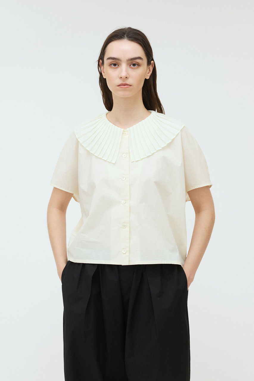 高品質 mizuiro ind(ミズイロインド)｜pleats collar shirt シャツ トップス