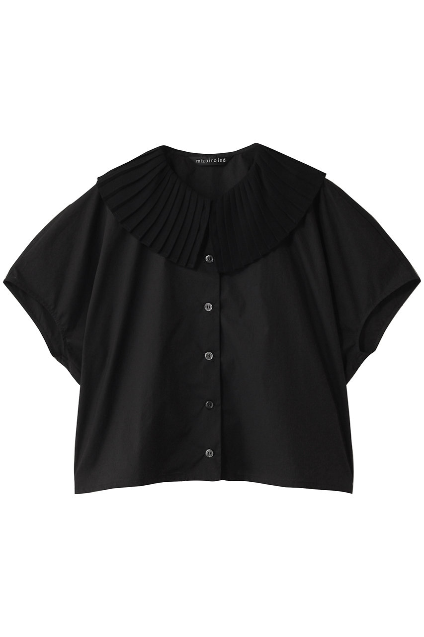 mizuiro ind pleats collar shirt シャツ (black, F) ミズイロインド ELLE SHOP mizuiro ind pleats collar shirt シャツ (black, F) ミズイロインド ELLE SHOP