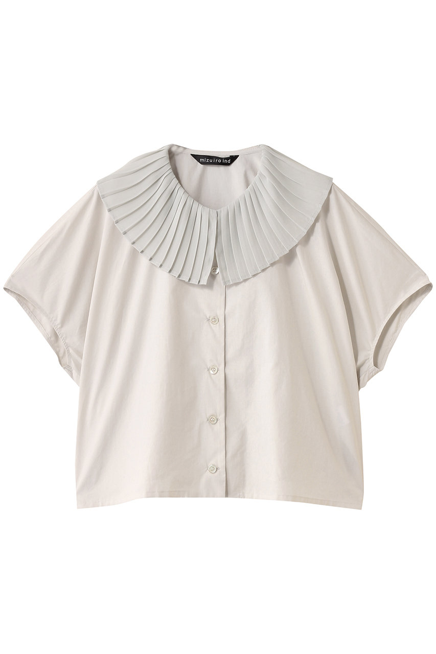 mizuiro ind pleats collar shirt シャツ (l.gray, F) ミズイロインド ELLE SHOP mizuiro ind pleats collar shirt シャツ (l.gray, F) ミズイロインド ELLE SHOP