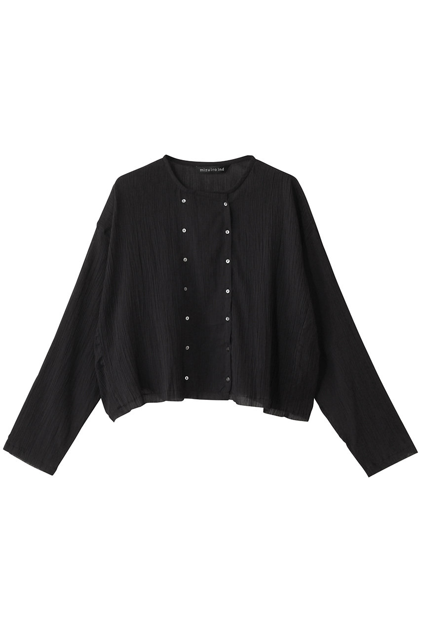mizuiro ind cotton crape short shirt シャツ (black, F) ミズイロインド ELLE SHOP mizuiro ind cotton crape short shirt シャツ (black, F) ミズイロインド ELLE SHOP