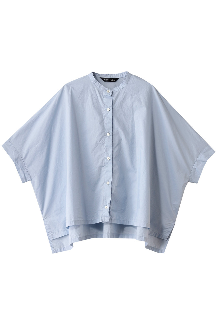 mizuiro ind stand collar wide shirt シャツ (l.blue, F) ミズイロインド ELLE SHOP mizuiro ind stand collar wide shirt シャツ (l.blue, F) ミズイロインド ELLE SHOP