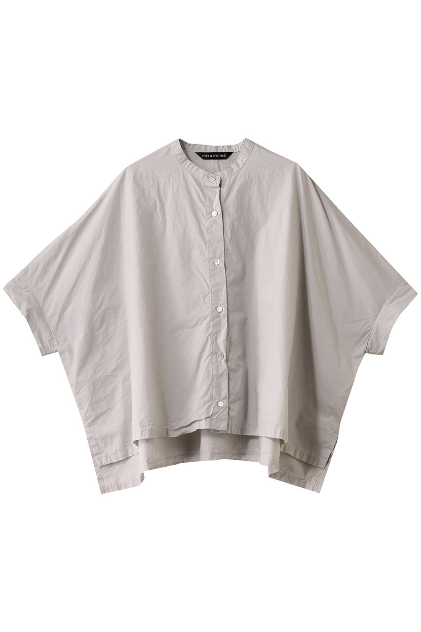 mizuiro ind stand collar wide shirt シャツ (l.gray, F) ミズイロインド ELLE SHOP mizuiro ind stand collar wide shirt シャツ (l.gray, F) ミズイロインド ELLE SHOP