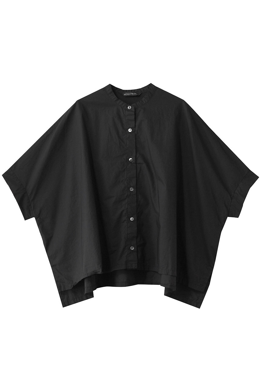 ミズイロインド/mizuiro indのstand collar wide shirt シャツ(black/2-230084)