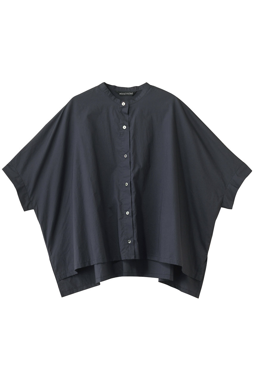 mizuiro ind stand collar wide shirt シャツ (navyA, F) ミズイロインド ELLE SHOP mizuiro ind stand collar wide shirt シャツ (navyA, F) ミズイロインド ELLE SHOP