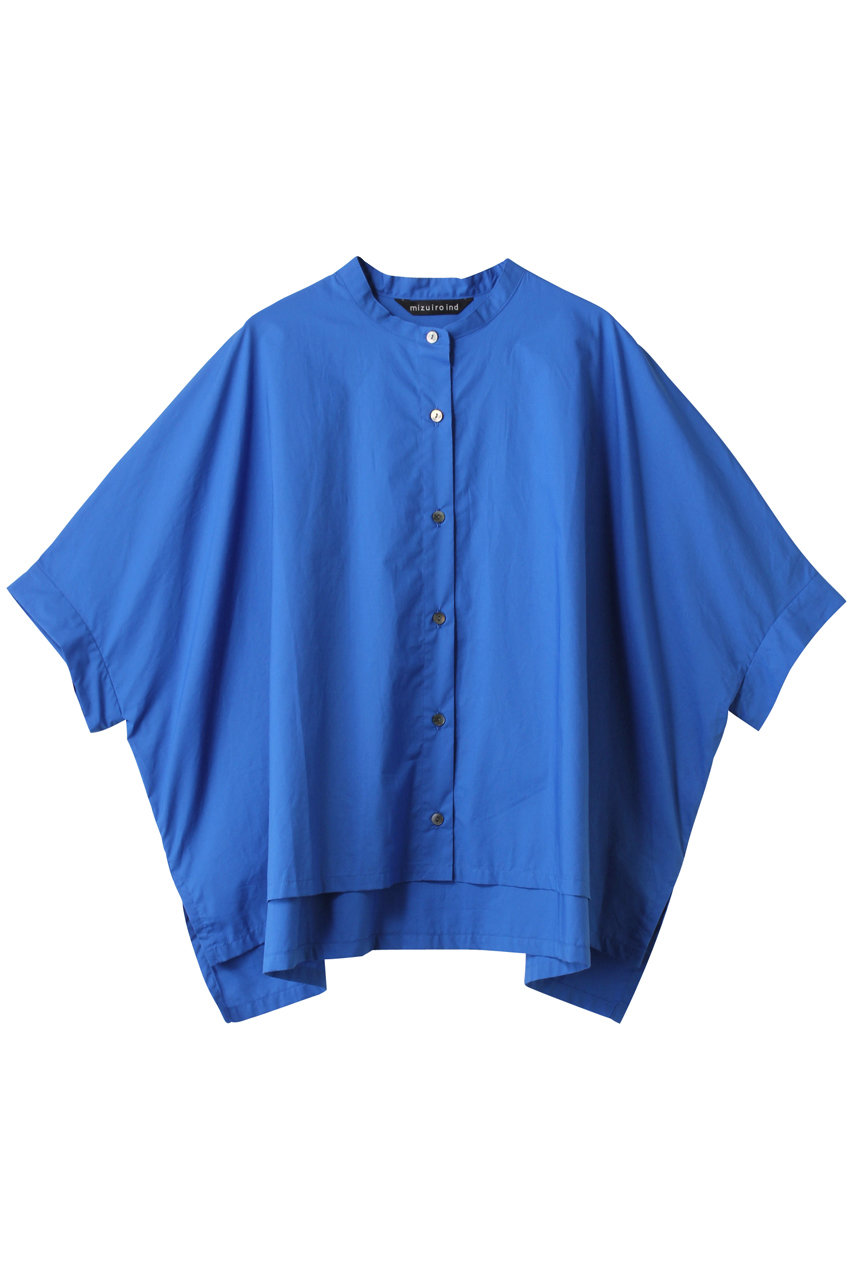 mizuiro ind stand collar wide shirt シャツ (blue, F) ミズイロインド ELLE SHOP mizuiro ind stand collar wide shirt シャツ (blue, F) ミズイロインド ELLE SHOP