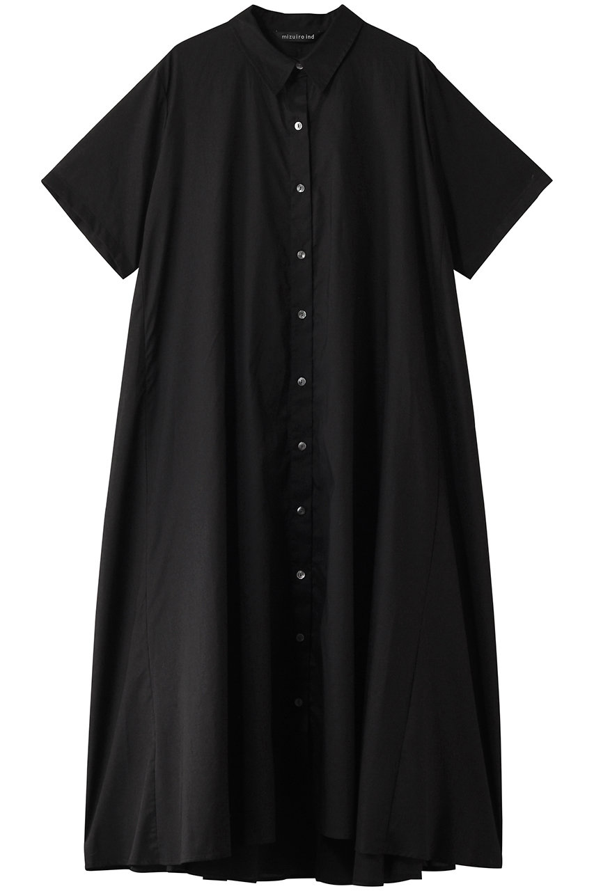 mizuiro ind half slv flare shirt OP ワンピース (black, F) ミズイロインド ELLE SHOP mizuiro ind half slv flare shirt OP ワンピース (black, F) ミズイロインド ELLE SHOP