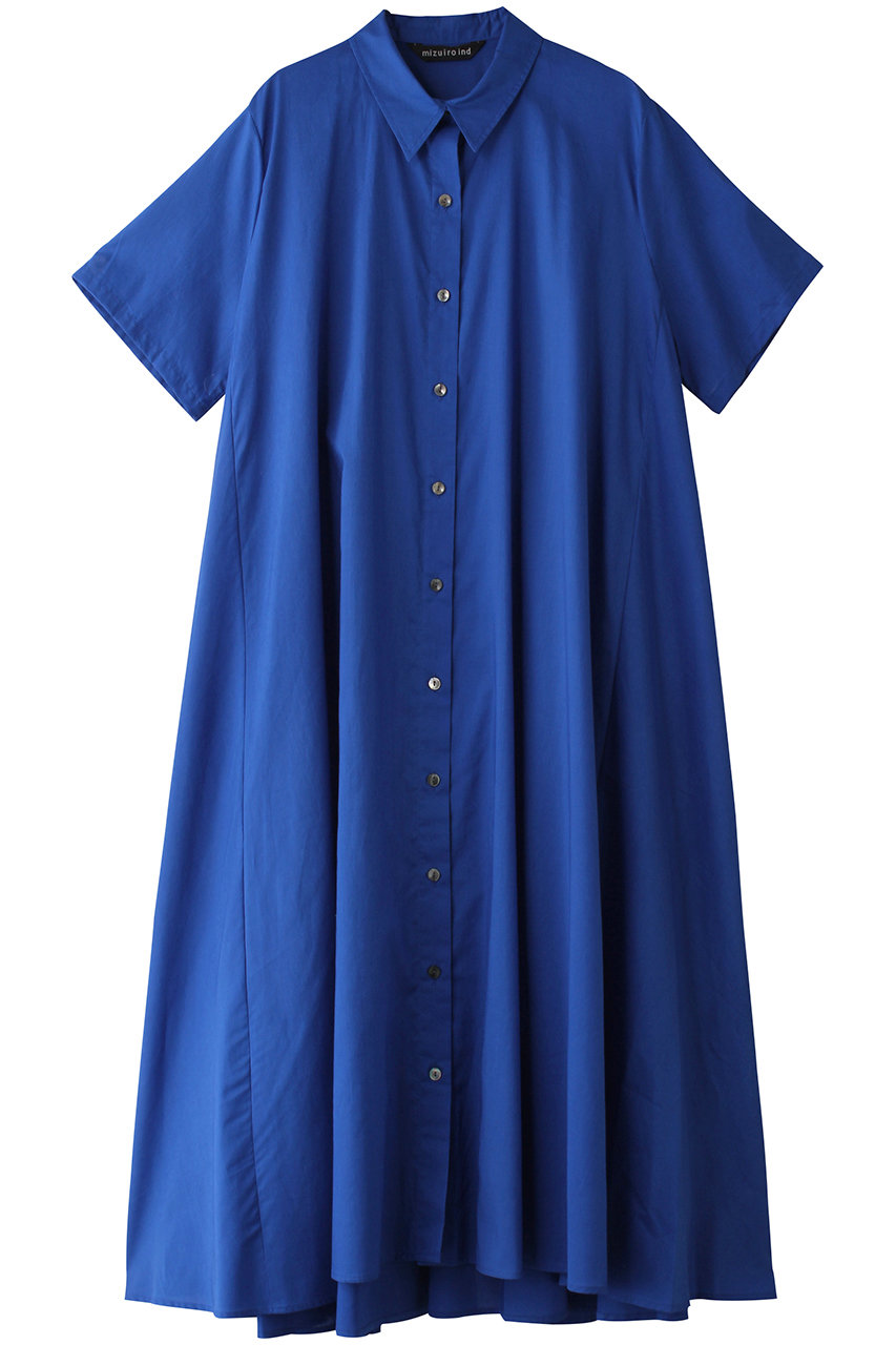 mizuiro ind half slv flare shirt OP ワンピース (blue, F) ミズイロインド ELLE SHOP mizuiro ind half slv flare shirt OP ワンピース (blue, F) ミズイロインド ELLE SHOP