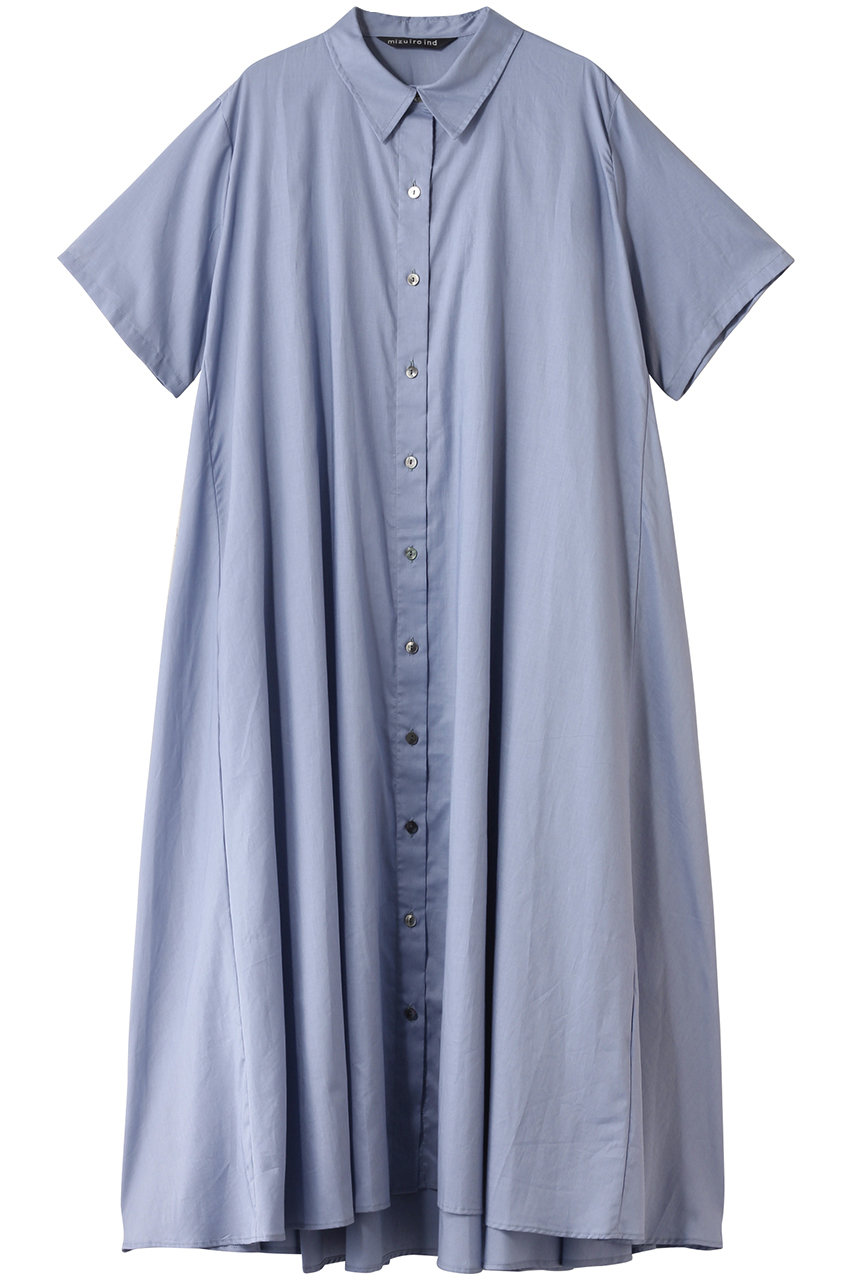 mizuiro ind half slv flare shirt OP ワンピース (l.blueA, F) ミズイロインド ELLE SHOP mizuiro ind half slv flare shirt OP ワンピース (l.blueA, F) ミズイロインド ELLE SHOP