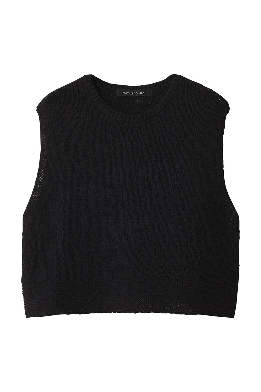 mizuiro ind crew neck short vest ベスト (black, F) ミズイロインド ELLE SHOP mizuiro ind crew neck short vest ベスト (black, F) ミズイロインド ELLE SHOP