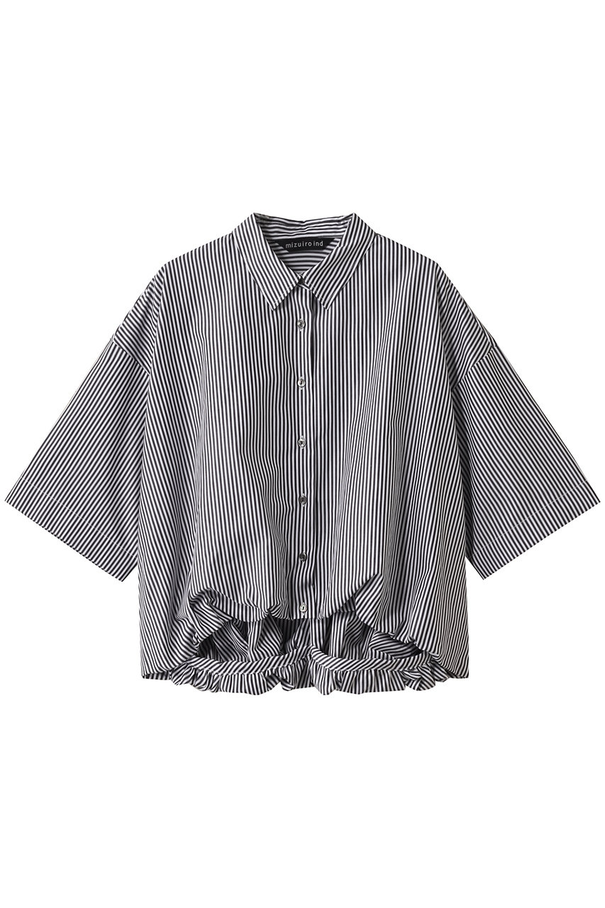 mizuiro ind stripe half slv balloon shirt シャツ (ブラック, F) ミズイロインド ELLE SHOP mizuiro ind stripe half slv balloon shirt シャツ (ブラック, F) ミズイロインド ELLE SHOP