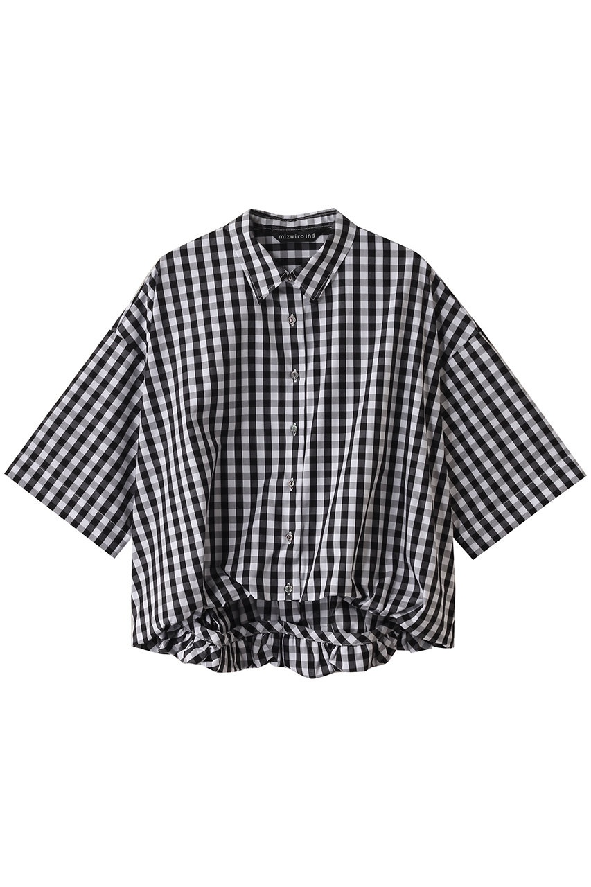 mizuiro ind stripe half slv balloon shirt シャツ (blackA, F) ミズイロインド ELLE SHOP mizuiro ind stripe half slv balloon shirt シャツ (blackA, F) ミズイロインド ELLE SHOP