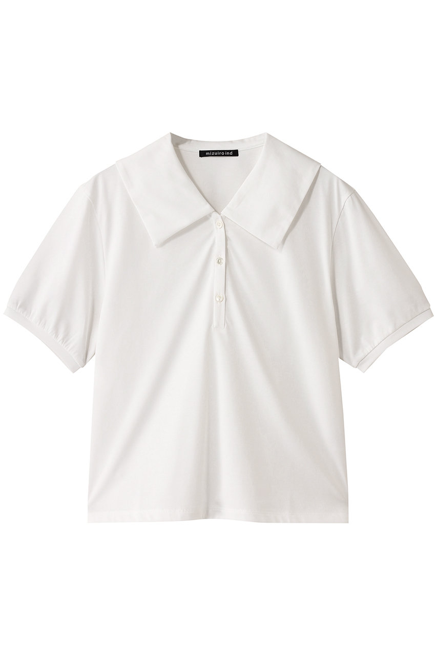 mizuiro ind wide collar polo shirt シャツ (off white, F) ミズイロインド ELLE SHOP mizuiro ind wide collar polo shirt シャツ (off white, F) ミズイロインド ELLE SHOP