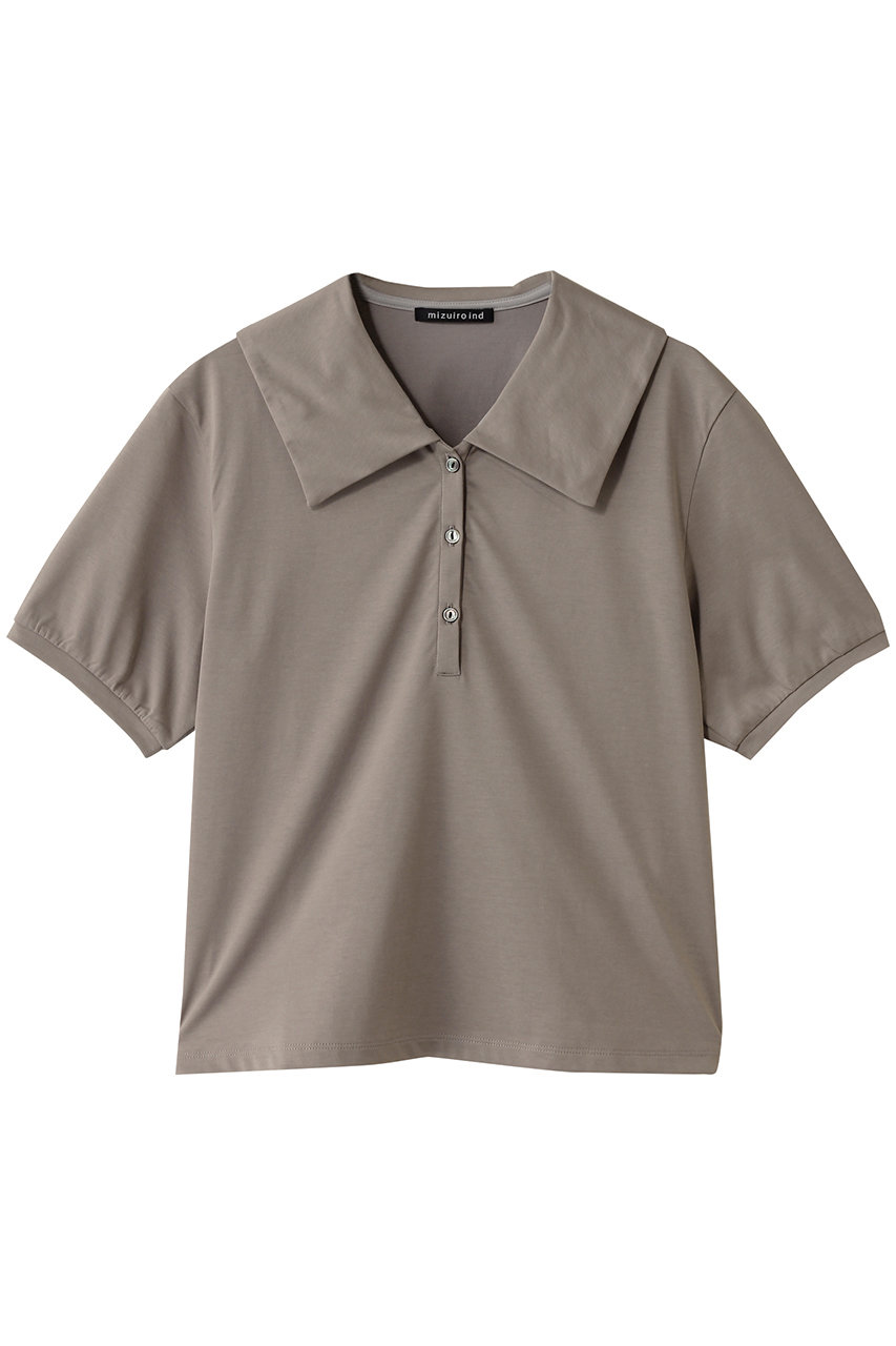 mizuiro ind wide collar polo shirt シャツ (beige, F) ミズイロインド ELLE SHOP mizuiro ind wide collar polo shirt シャツ (beige, F) ミズイロインド ELLE SHOP