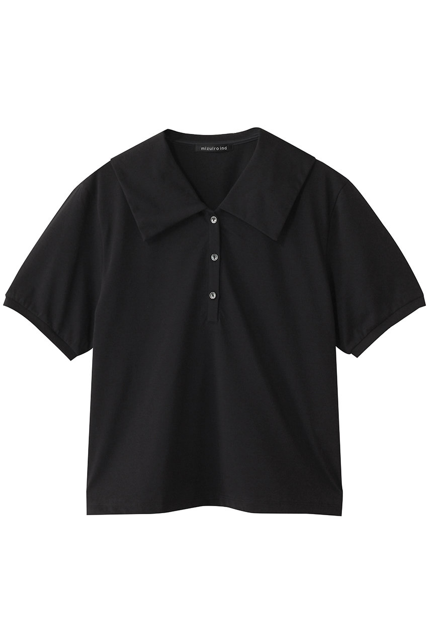 mizuiro ind wide collar polo shirt シャツ (black, F) ミズイロインド ELLE SHOP mizuiro ind wide collar polo shirt シャツ (black, F) ミズイロインド ELLE SHOP