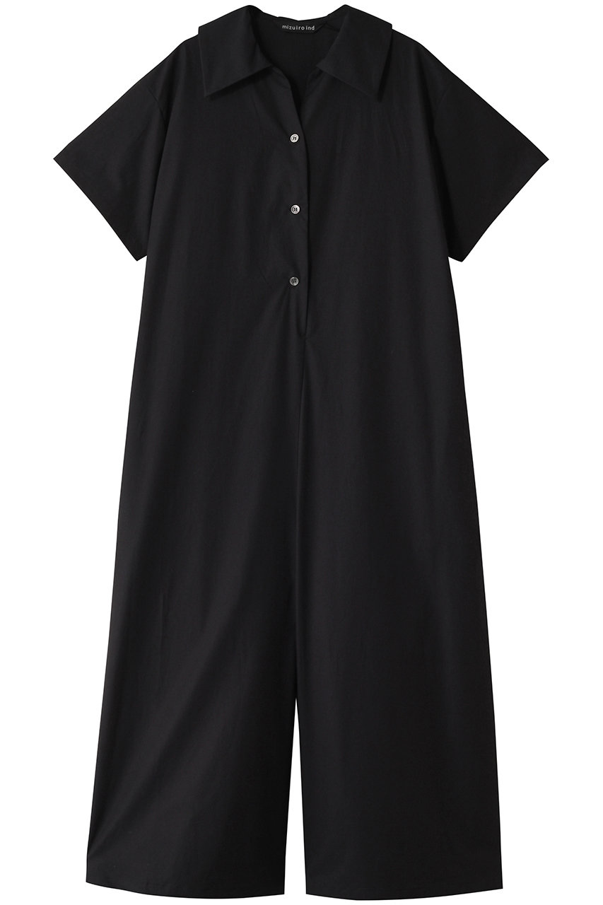 mizuiro ind wide collar cover all カバーオール (black, F) ミズイロインド ELLE SHOP mizuiro ind wide collar cover all カバーオール (black, F) ミズイロインド ELLE SHOP