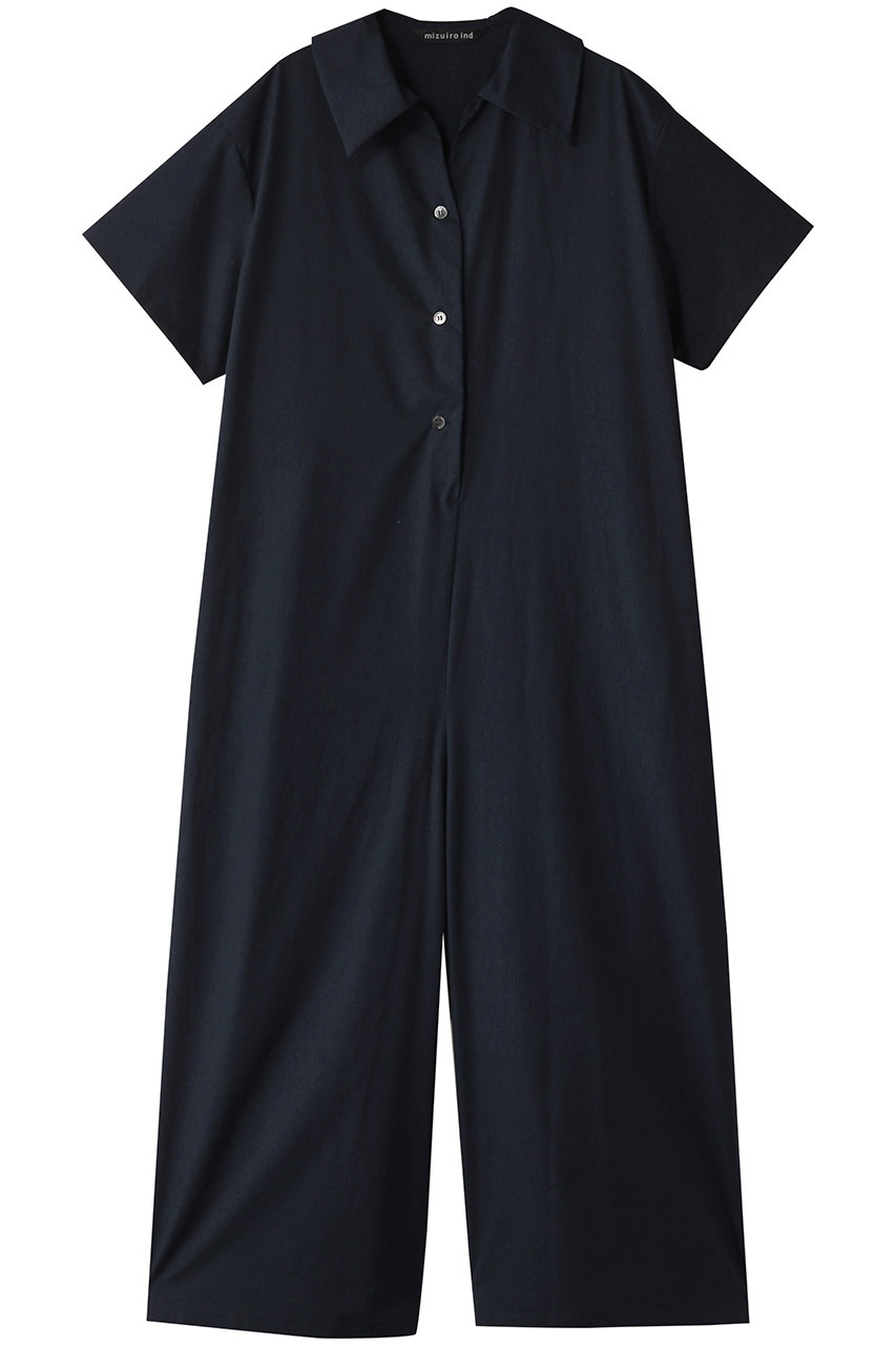 mizuiro ind wide collar cover all カバーオール (navy, F) ミズイロインド ELLE SHOP mizuiro ind wide collar cover all カバーオール (navy, F) ミズイロインド ELLE SHOP