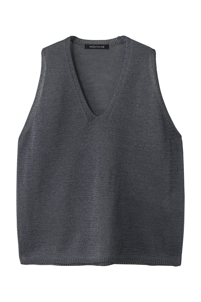 mizuiro ind wide V neck vest ベスト (c.gray, F) ミズイロインド ELLE SHOP mizuiro ind wide V neck vest ベスト (c.gray, F) ミズイロインド ELLE SHOP