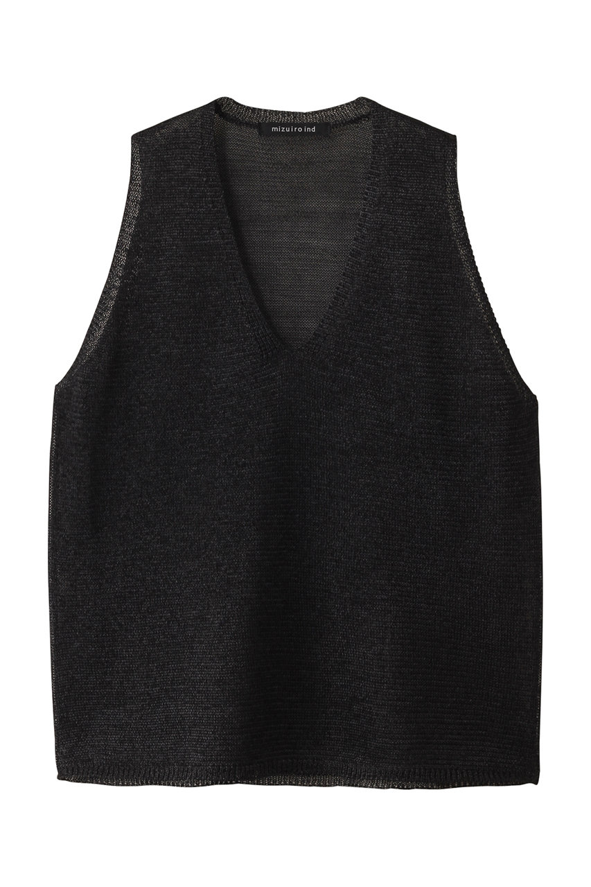 mizuiro ind wide V neck vest ベスト (black, F) ミズイロインド ELLE SHOP mizuiro ind wide V neck vest ベスト (black, F) ミズイロインド ELLE SHOP