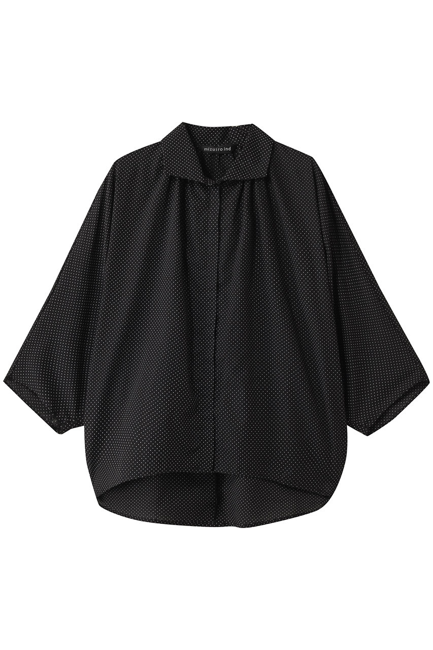 mizuiro ind dots gather dolman shirt シャツ (black, F) ミズイロインド ELLE SHOP mizuiro ind dots gather dolman shirt シャツ (black, F) ミズイロインド ELLE SHOP