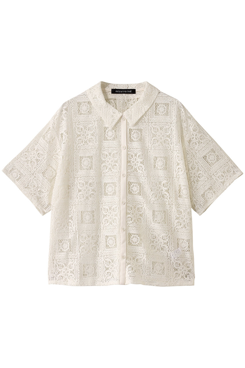 mizuiro ind tile lace shirt シャツ (ivory, F) ミズイロインド ELLE SHOP mizuiro ind tile lace shirt シャツ (ivory, F) ミズイロインド ELLE SHOP
